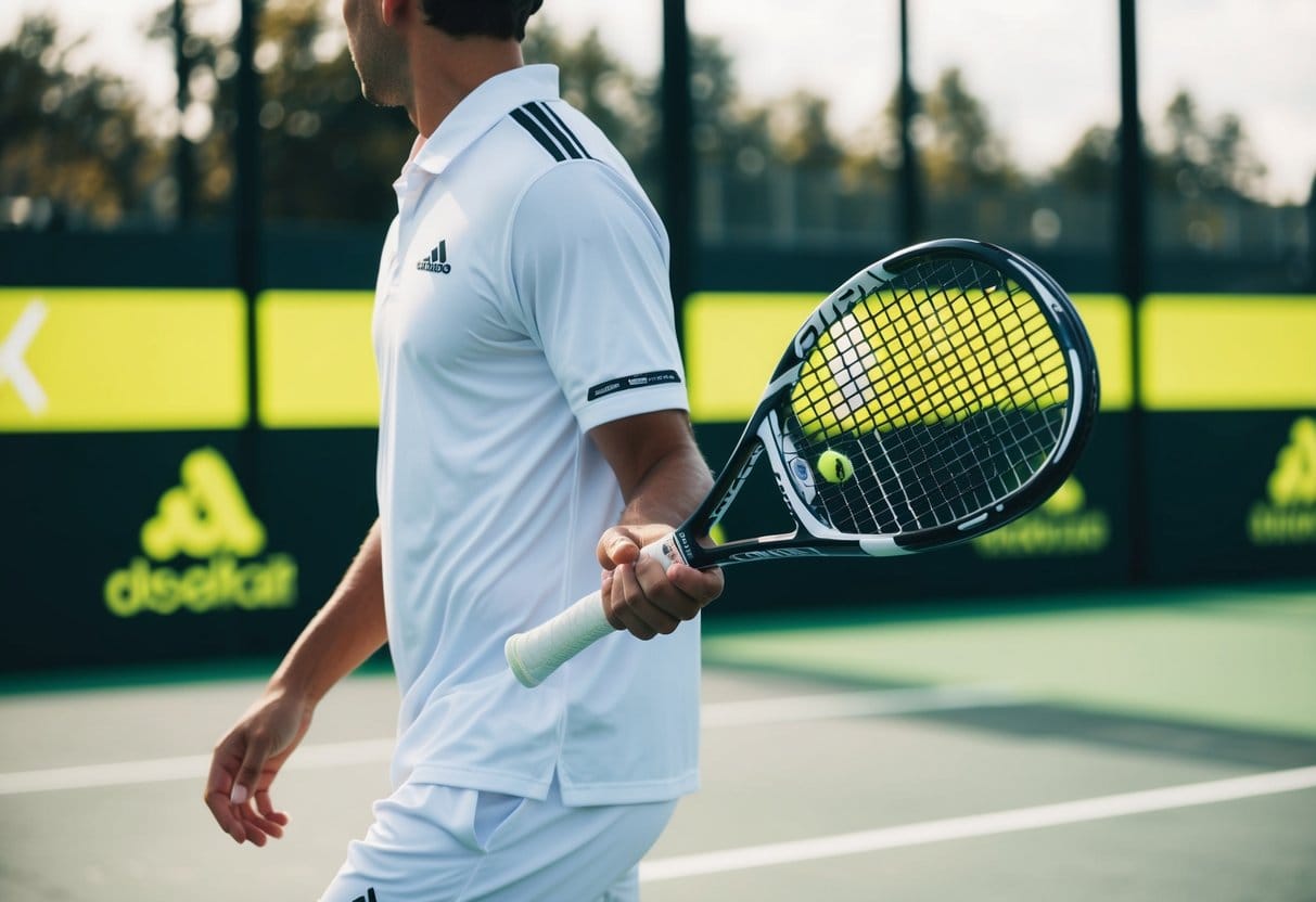 Discover the latest padel tennis gear trends on padelbatdk A player holding a sleek padel racket while on the court